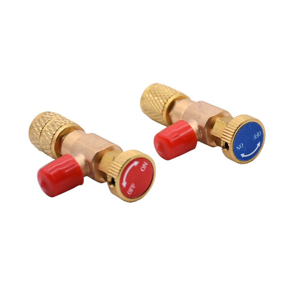 R22/R410A Refrigeration Charging Adapter for 1/4" SAE Male to 1/4"SAE Female, Safety Adaptor Air Conditioning Charging Valve
