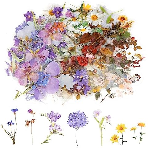 120Pcs Transparent Flower Stickers for Crafting Cover