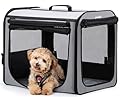 Dog Car Carrier Stable and Light Weight, 61×45×52cm Dog Carrier for Cars, Portable Dog Car Crate with Breathable Windows, Foldable Pet Carrier for Both Indoor and Outdoor Use, Pet Travel Crate Grey