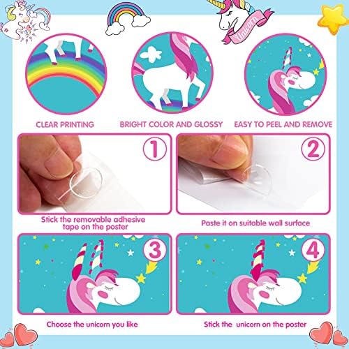 Funnlot Party Games for Kids Pin the Horn on the Unicorn Unicorn Party Supplies Favours for Girls Unicorn Games Unicorn Gifts Set Pin the Tail Party Games for Birthday Kids Party Games