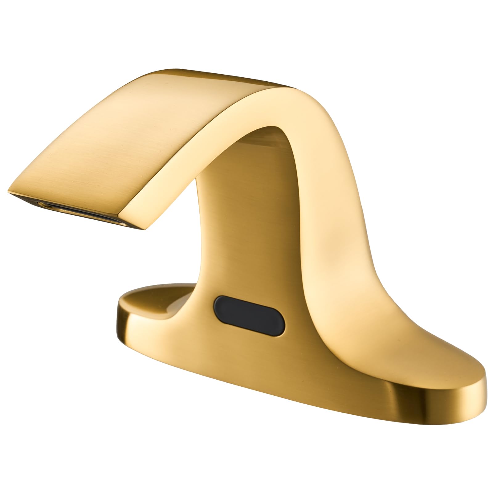 Touchless Bathroom Sink Faucet, Automatic Sensor Faucet for 3 Hole, Waterfall Spout, Brass, Gold Finish