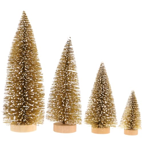 BESPORTBLE 4 Stücke Mini Weihnachtsbaum Deko Sisal Modellbau Miniatur Bäume Ornamente Kleiner Tannenbaum Künstlicher Christbaum Weihnachten Tischdeko Micro Landschaft Deko (12cm+15cm+20cm+25cm)