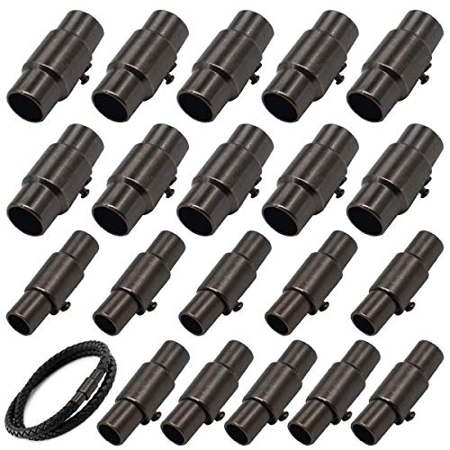 Zliger 10 Stücke 3mm Leder Schnur Ende Kappe & 10 Stücke 5mm Leder Schnur Ende Cap Schmuckverschlüsse Magnetverschluss Kette Halsketten Kettenverschluss Seil Armband Schnalle für Schmuckherstellung Cover