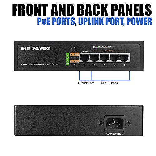 BV-Tech 5 Port Gigabit PoE+ Switch (4 PoE+ Ports | 1 Uplink Port) – 65W – 802.3at – POE-SW501G - Image 3