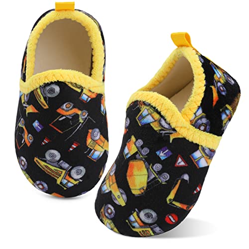 XIHALOOK Toddler Boys Girls House Slippers with Microfleece Lining Cozy Household Shoes Non-slip for Kids