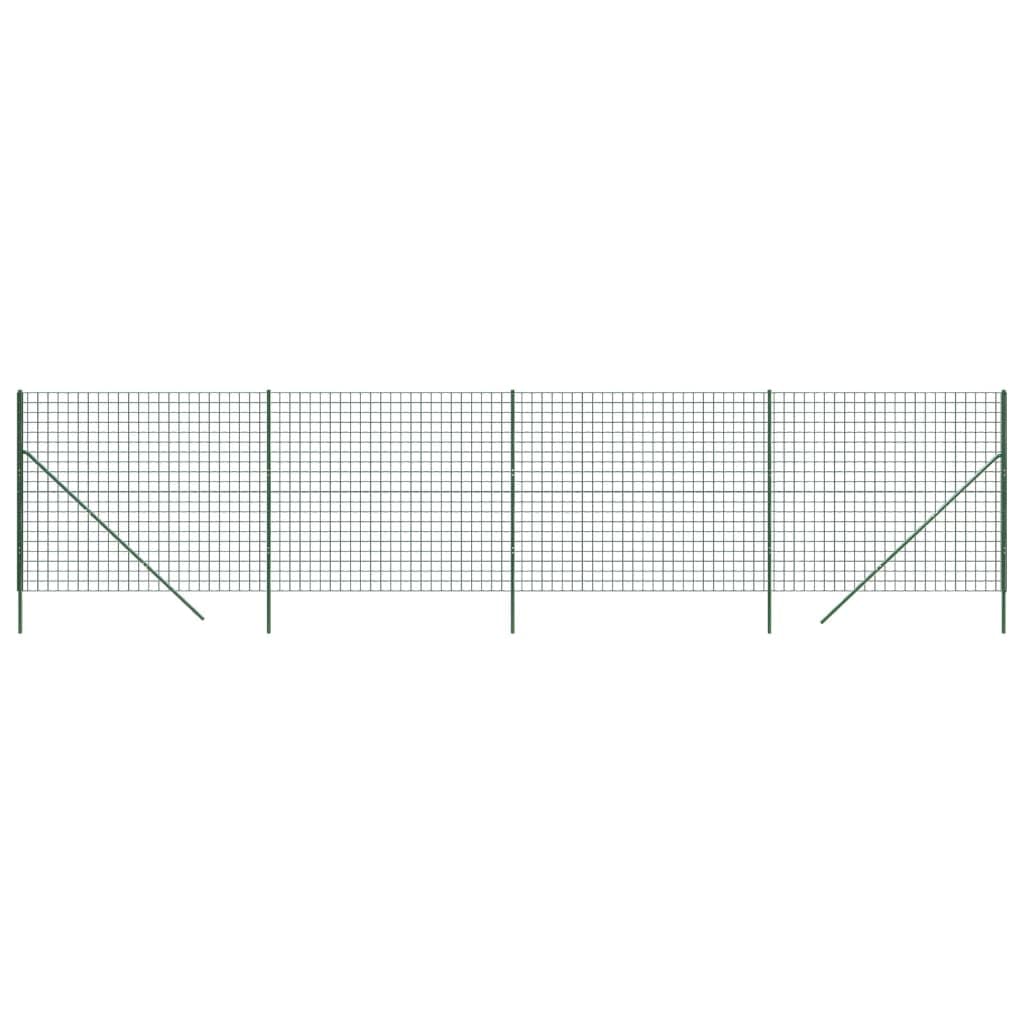 vidaXL Galvanised Steel Wire Mesh Fence in Green - 2.2x10 m with PVC Coating for Outdoor Property Boundary and Animal Enclosure