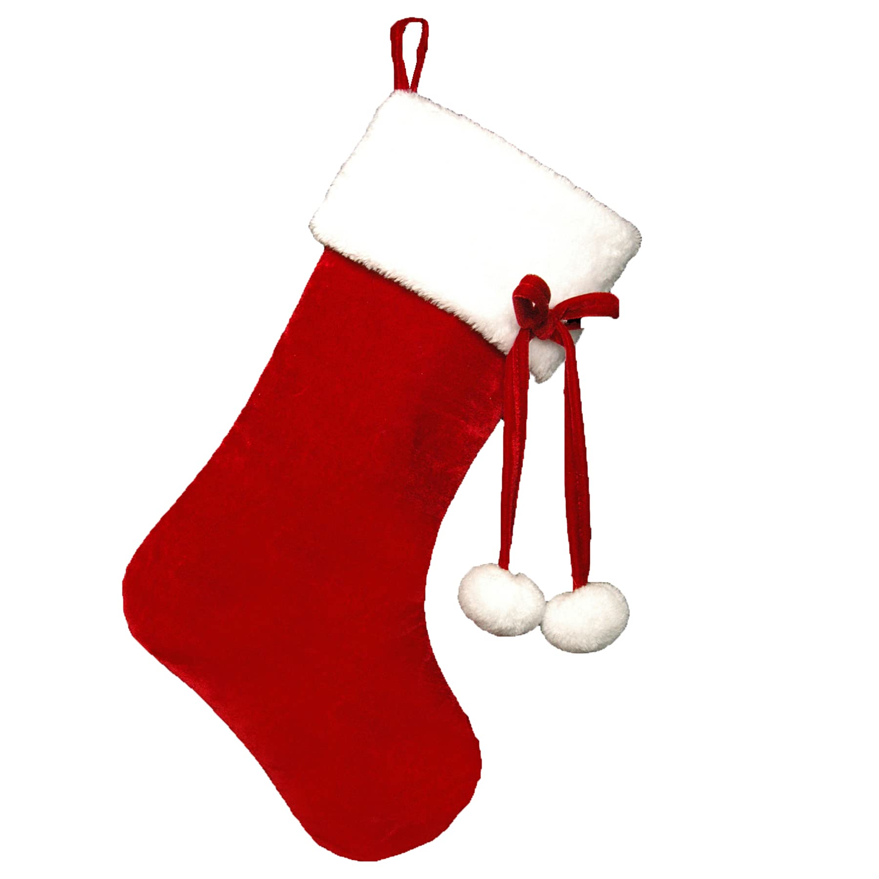Concept4u Concept4u® Deluxe Xmas Velvet Stocking With Pom Pom Christmas Gift Present Santa Sack Toy Tree Decoration
