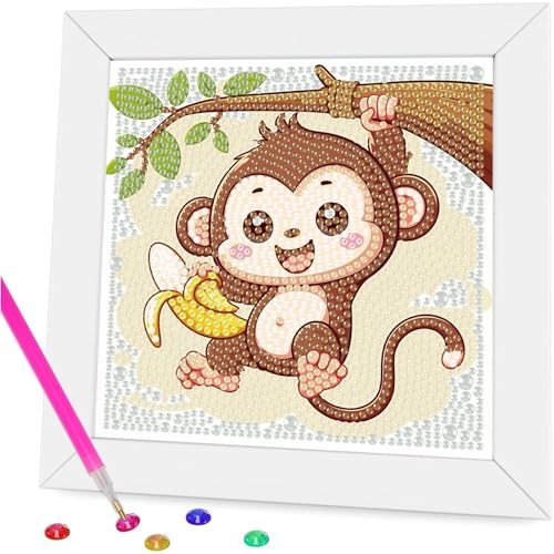 Art diamant singe : décoration murale d'intérieur pour chambre d'enfant