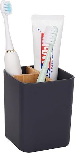 Soporte de bambú para cepillos de dientes para baños, 3 ranuras para cepillos de dientes y pasta de dientes, organizador de mostrador de baño para