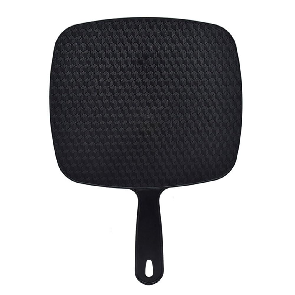 LATRAT 1 specchio a mano doppio lato nero professionale da parrucchiere specchio da appendere, quadrato per palmare, uso domestico e viaggio (M)