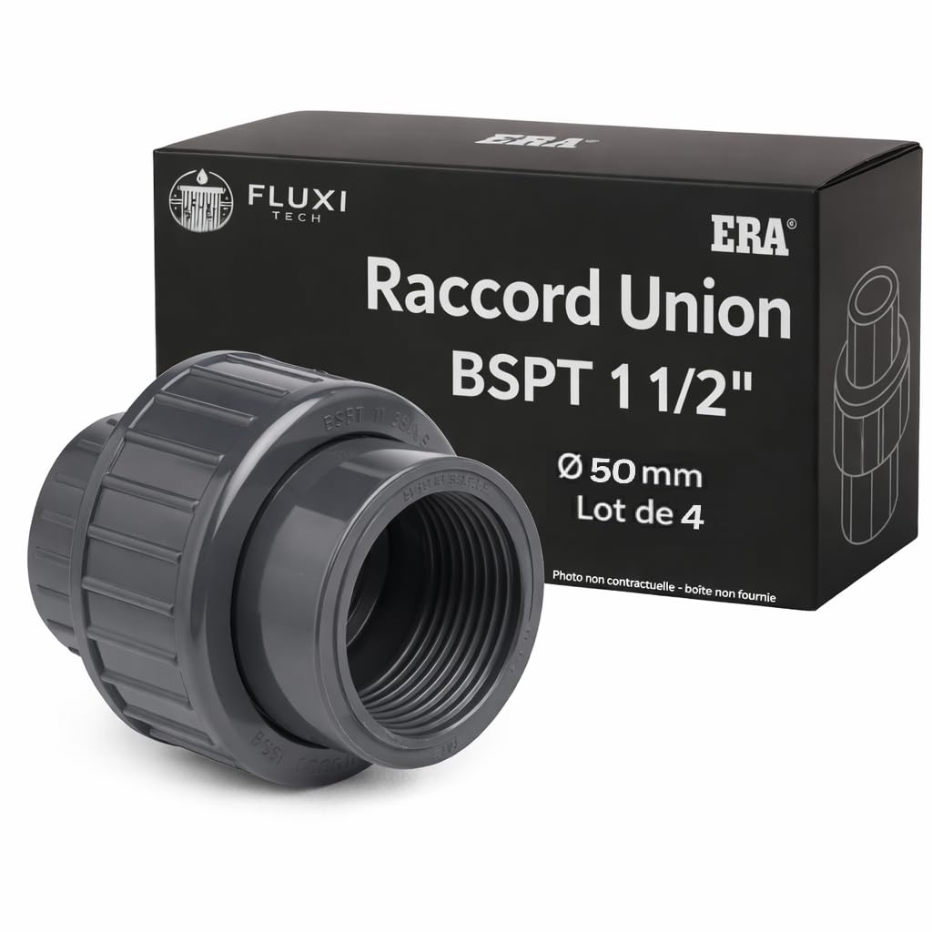 Raccord union PVC Ø50 mm pour réparer les fuites de filtration de piscine