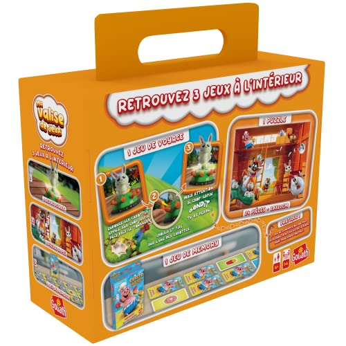 Valisette Multi-Jeux Chop' Lapin - Jeu de Société Enfants - A partir de 4 ans - Jeu de Voyage en Famille Avec 1 Jeu de Cartes , 1 Puzzle et Chop Lapin - Facile à transporter - 1 à 4 Joueurs