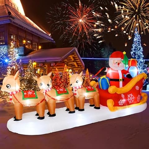 Hystun 12 FT Santa Sleigh Inflatable Cover