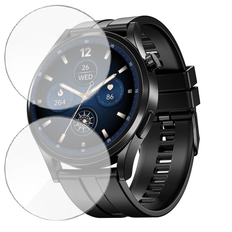Image of 2-Pack Screen Protector for Boat Chrome Horizon 1.51 inch Smartwatch - Flexible TPU Screen Guard, HD Clear, Anti Scratch, Bubble Free, Full Coverage Film - Not Tempered Glass