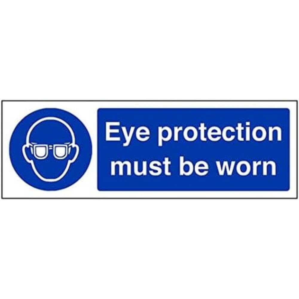 V Safety Mandatory PPE - Eye Protection Must Be Worn - 600 x 200 mm Safety Sign