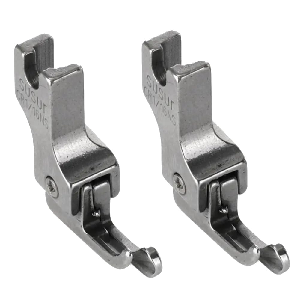 Melairo 2Pcs Narrow Guide Presser Foot Industrial Lockstitch Sewing Machine Feet Zipper Universal Presser Feet Easy Install,Cr1/16Ns(0.2)