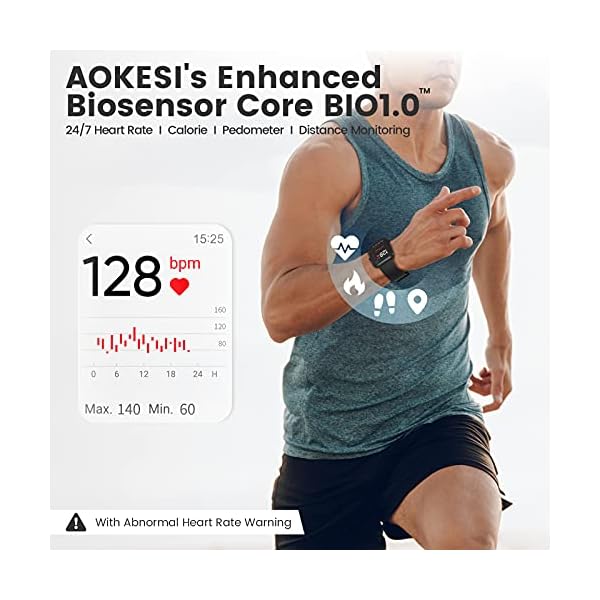 Smart Watch, AOKESI 2023 Newest Touchscreen Smart Watch for Android Phones and iPhone Compatible, 5ATM Waterproof Fitness Tracker with 24/7 Heart Rate, Blood Oxygen, Smartwatch for Men Black