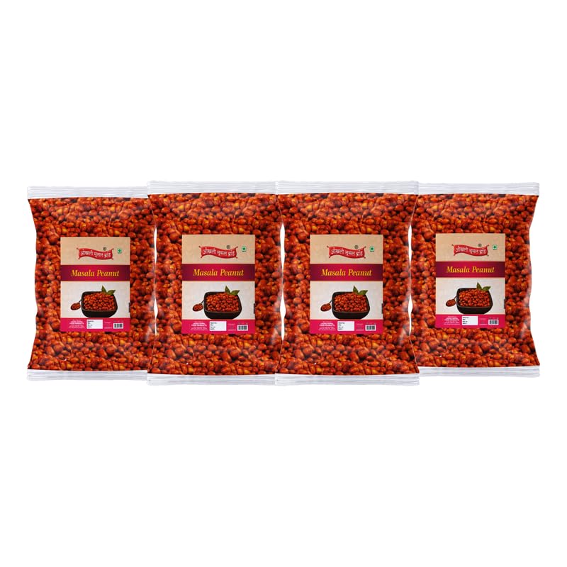 Image of OKHLI MUSAL BRAND Nut Cracker Namkeen Snack | Peanut-Salted Masala Moongfali | Sing-Masala Peanuts Fried Spicy Mungfali | Kutchi Bhachau Dabeli Special Singdana Healthy Namkeen-900g*4Pack