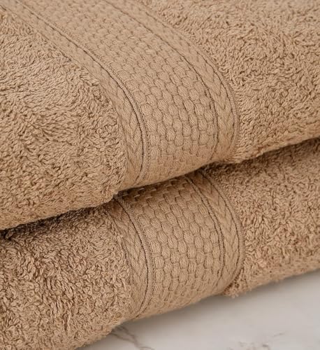 Image of FRESH FROM LOOM 500 GSM Premium Quick Dry Towels for Bath | 100% Pure Cotton | Skin Friendly for Men & Women | High Water Absorber Soft & Ultra-Hypoallergenic | (70 x 140 CM | British Tan) - 2pc