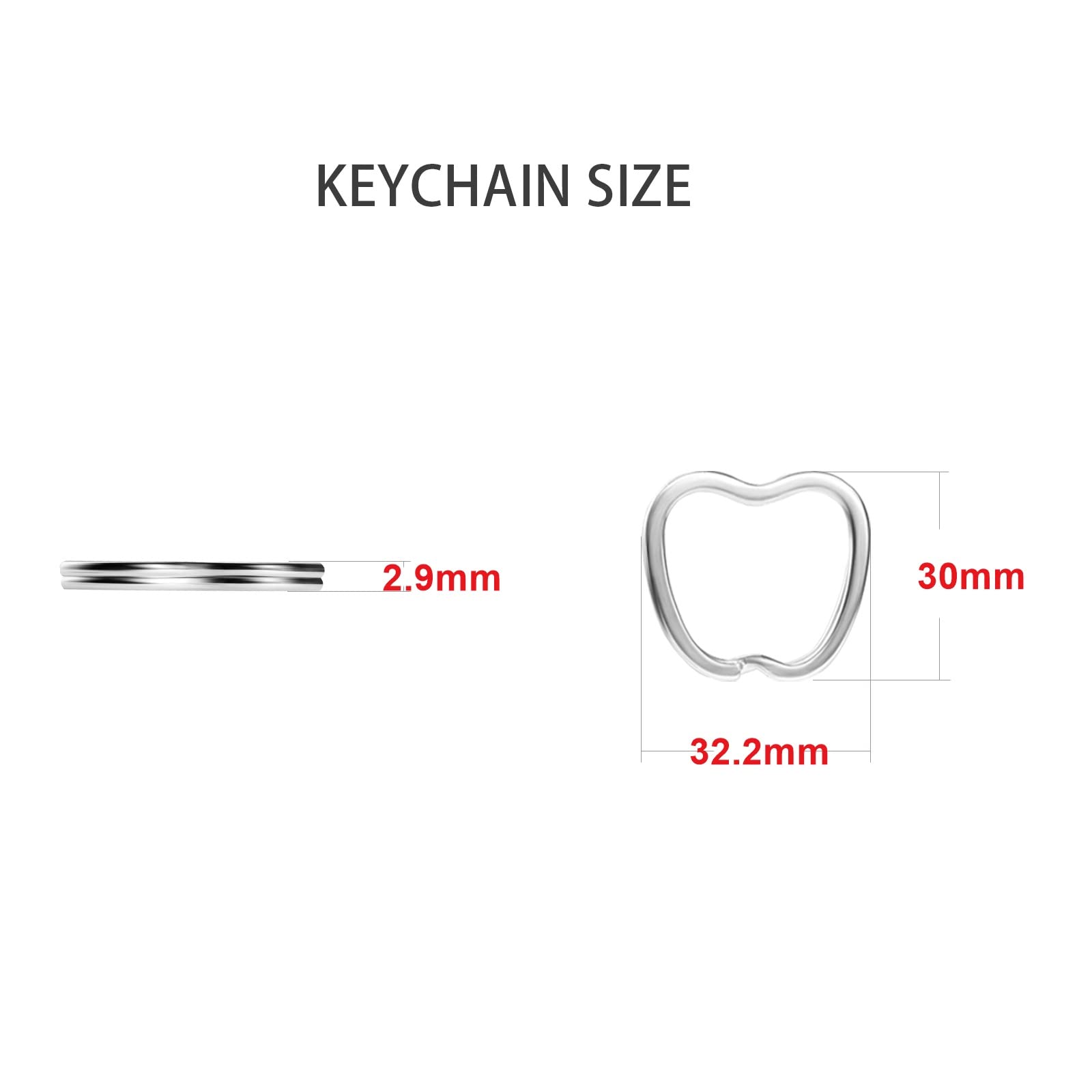 12pcs Creative Key Ring Keychain Apple Shape Silver Metal Flat Split Key Holder Chains Rings Crafts DIY for Home Car Tag Office Organization Lanyards Keys Attachment Gift