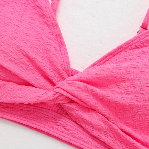 Image of Girls Swimsuit Solid Bathing Suit 2 Piece Twist Cross Adjustable Straps Soft Lining Bikini for Teen Girls with Chest Pad