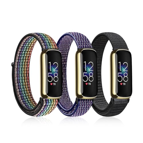 Ecogbd Nylon Replacement Strap Compatible with Fitbit Luxe Adjustable Sport Watch Straps for Women Men Soft Fabric Breathable Loop Watchband