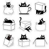 FYSUIMU Black Cat Sticky Note 9 Designs Cute Animal Notepad Funny Reminder Memo Pad for Cat Lover Annotating Office Classroom Supplies, 18 Packs, 360 Sheets