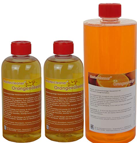 Mastercleaner Orangenölreiniger, Orangenreiniger auf Basis von natürlichem Orangenöl hochkonzentriert 2 * 500ml und Orangenreiniger mit natürlichem Orangenöl 1l Biologisch abbaubar Cover