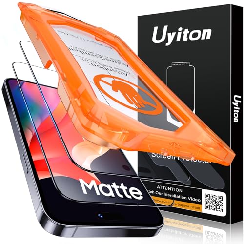 Image of Uyiton for iPhone 14 Pro Max Matte Screen Protector, Anti-Fingerprint [Easy to Install] Anti-Reflection Shatterproof Full Coverage [Case Friendly] Anti-Glare 9H Tempered Glass Screen Cover, 2 Packs