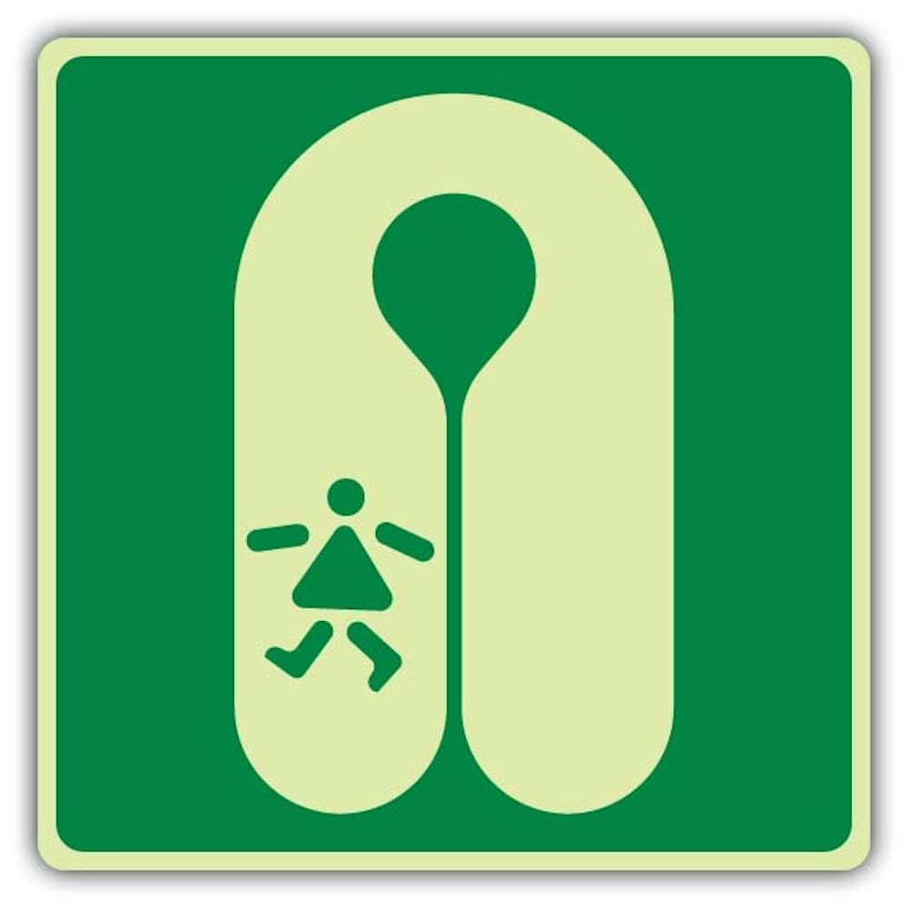 V Safety - Señal de seguridad para niños que brilla en la oscuridad, formato de símbolo, 450 x 450 mm, hecho de plástico rígido de triple brillo, señalización de seguridad marina, fabricado en Gran