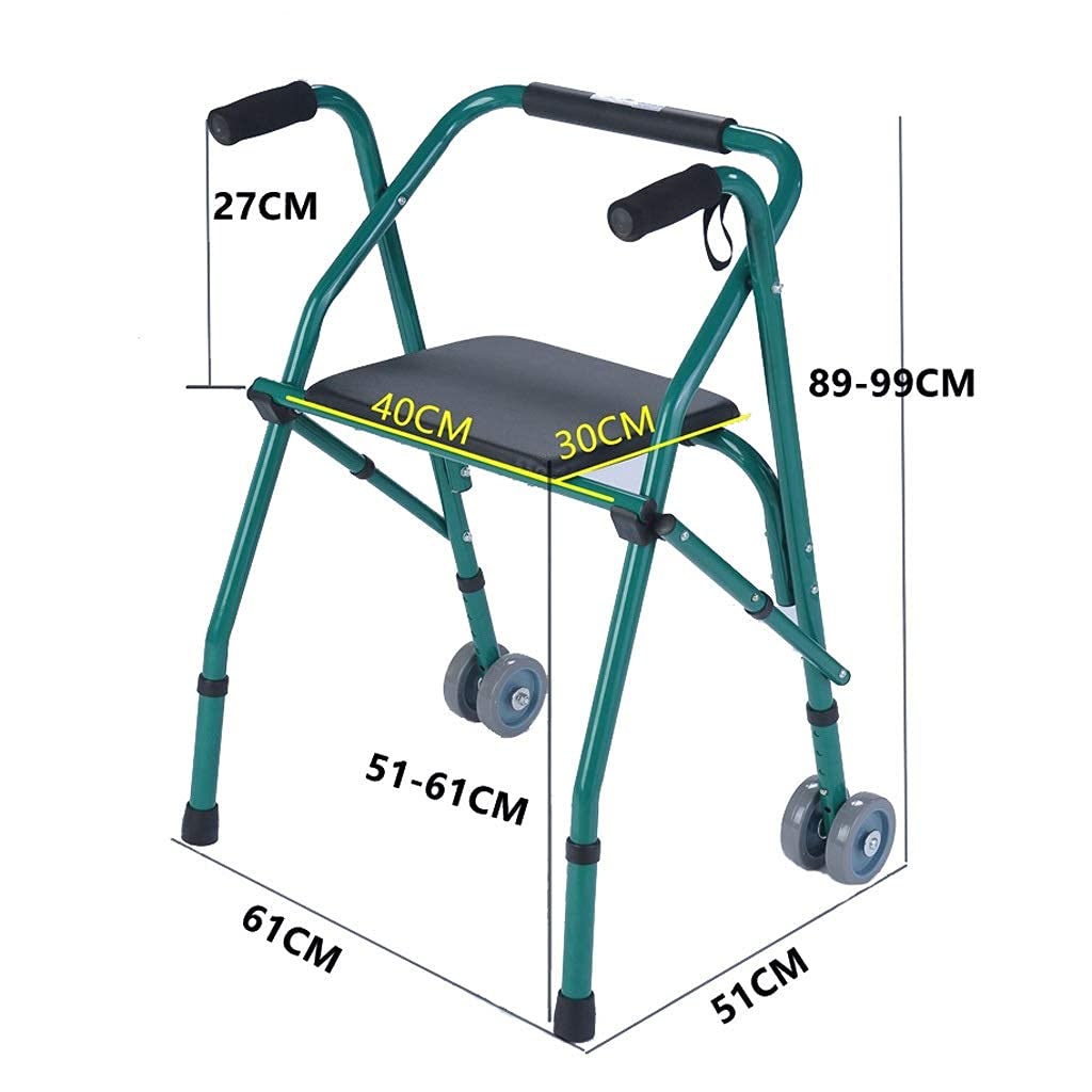 Andador Plegable De Aluminio Ligero Con 2 Ruedas, Asiento Para Adultos, Ancianos Anhelan