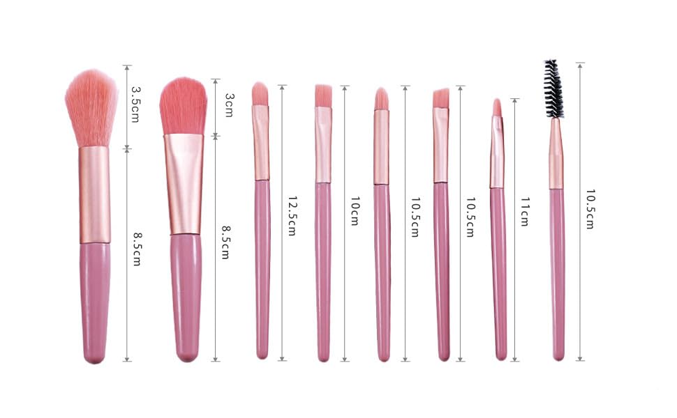Miniatura 3 de Juego de 8 brochas de maquillaje para estudiantes principiantes, base sintética portátil, correctores de polvo, sombras de ojos, rubor, brochas de