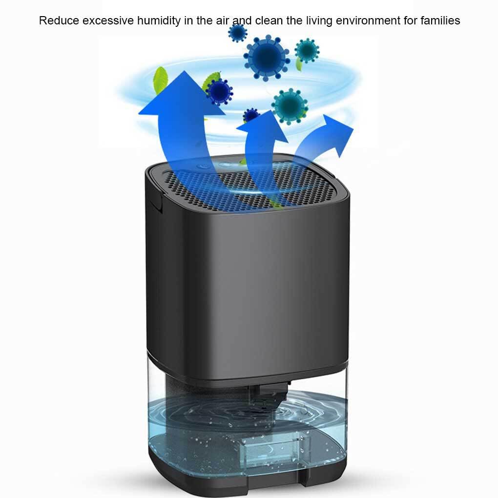 Sécheur d'air Salle de Bain Chambre déshumidification électrique absorbeur d'humidité boîte à Chaussures Portable intérieur déshumidificateur avec lumière, Black, EU Plug