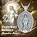 EUDORA Virgin Mary Necklace Miraculous Medal for Women Men S925 Sterling Silver, Blessed Mother Medal Virgin Mother Mary Virgencita Pendant Religious Christian Jewelry Gift for Womens Men, 22