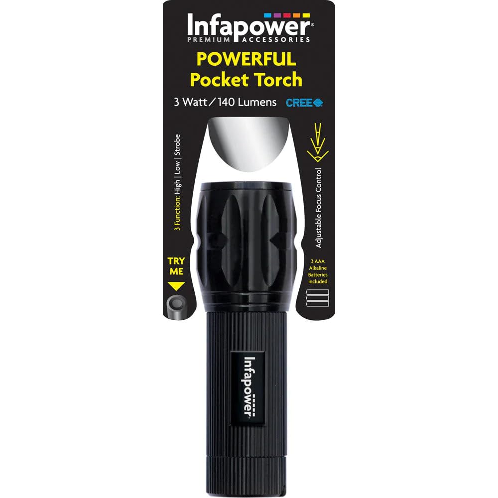 Infapower Black F011 3 Watt Powerful Pocket Torch,