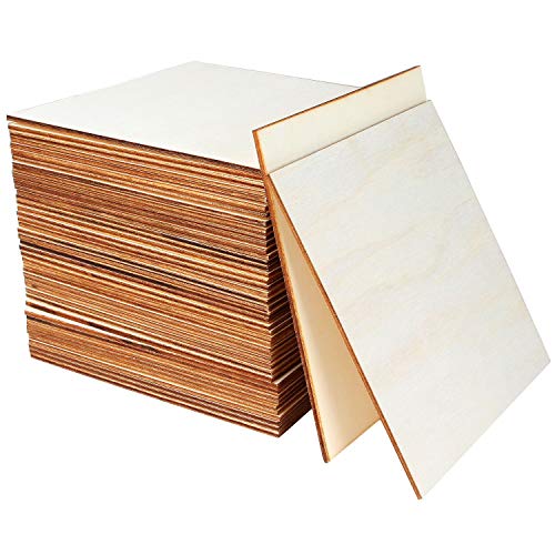 CertBuy 50 Pcs Unfinished Wood Pieces 6 x 6 Inch...