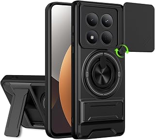 AESTMO Redmi Note 15 Pro Plus 5G Back Cover | Armor Camera Slider 360 Degree Rotating Finger Ring Holder Case with Bracket... Price In India