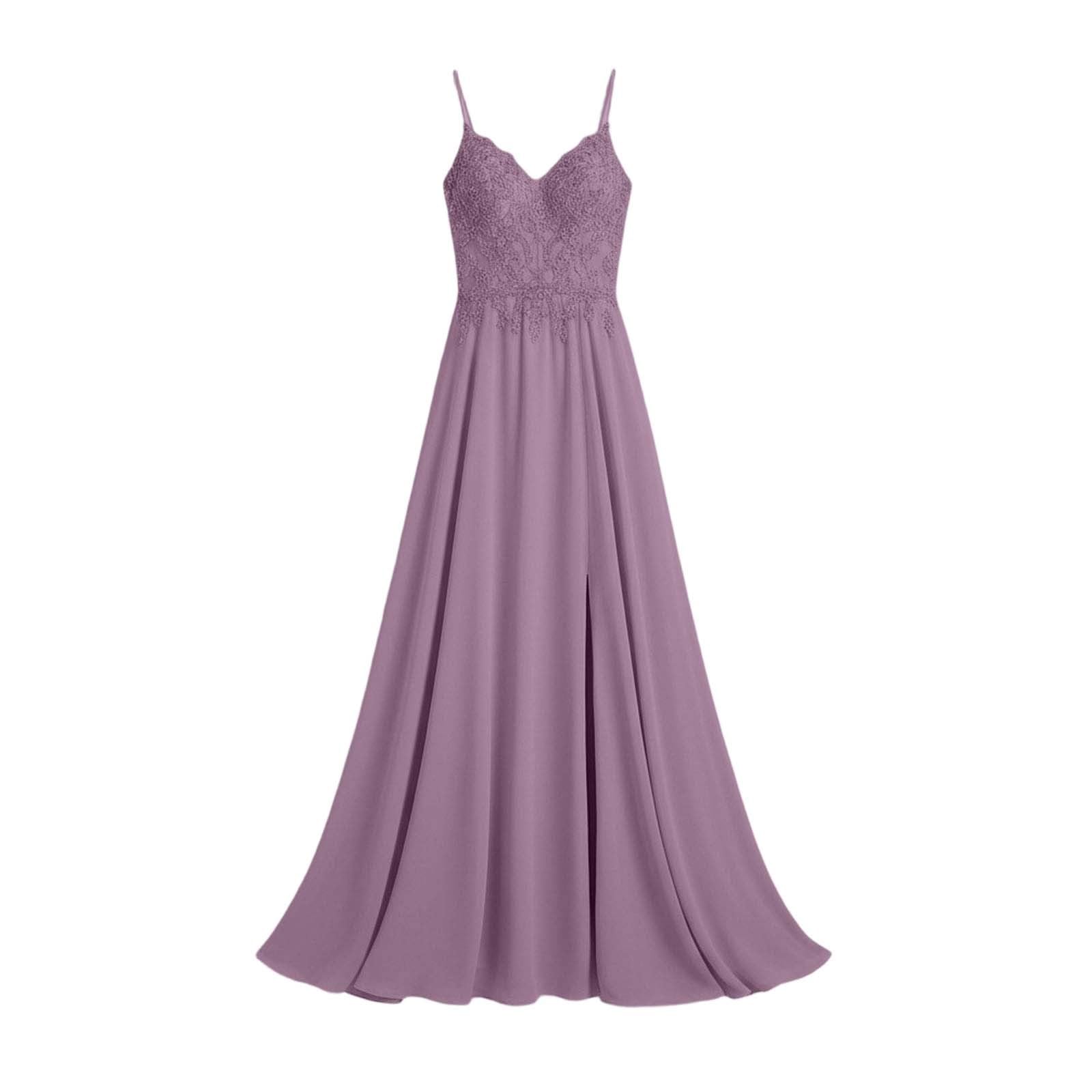 Vestido de noche largo para mujer, vestido de boda, maxi, de gasa, vestido de baile, cuello en V, apliques de encaje, corsé vestido de dama de honor, vestido de dama de honor, corte en A, vestido de