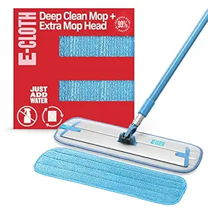 E-Cloth Deep Clean Mop & Extra Mop Head, Microfiber Damp Mop, 2 Item Set