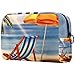Trousse de Voyage cosmétique, Trousse de Maquillage, Trousse de Maquillage, Cadeau d'anniversaire, Cadeau d'anniversaire - Coucher de Soleil sur la Plage Tropicale avec Chaise Parapluie Flipflop