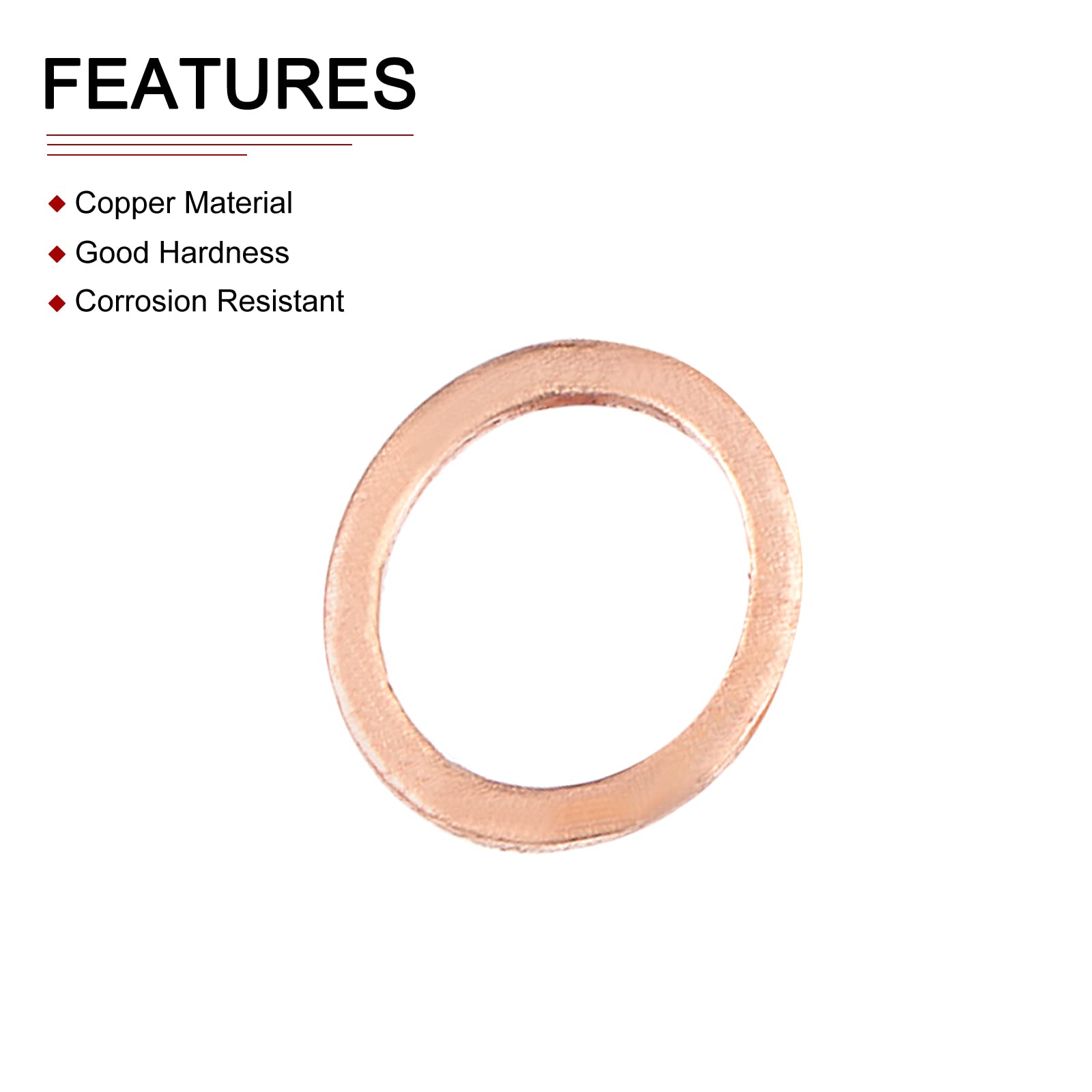 DTGN 12.3mmx16mmx1.5mm(IDxODxT) Flat Copper Sealing Washers, 20Pack, Good for Industrial Machinery M12 Screws - Image 3