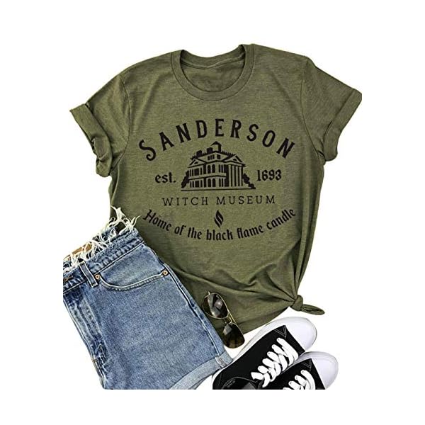 Women's Sanderson Witch Museum Letter Print T-ShirtCasual Short Sleeve O Neck Tees Shirts Top (X-Large, Green)