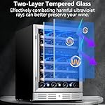 Kalamera 24 inch Wine Cooler, 46 Bottle - Dual Zone Built-in or Freestanding Fridge with Stainless Steel Reversible Glass Door, for Home, Kitchen, or Office. - Image 6