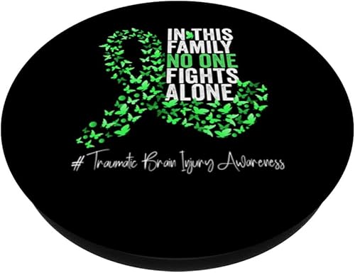 Miniatura 2 de Mes de concientización sobre lesiones cerebrales traumáticas PopSockets de cinta verde PopGrip intercambiable