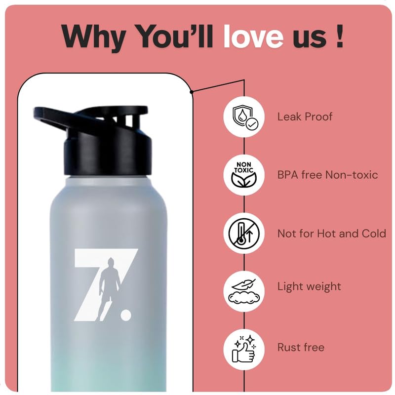 Image of CASPIAN / / / Hike Stainless Steel Customize Sipper Water Bottle Leak Proof Thunder for Fridge Home Office Travel School Kids Boys Girls Adults Sports Gym Yoga (U lagoon 1 Litre, Set of 1)