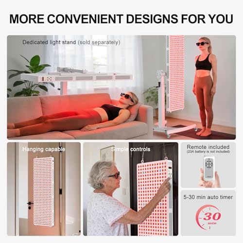 Image of BONTANNY Red Light Therapy Full Body Panel, 480 /630 /660 /810 /830 /850 /1060nm Blue Red Near Infrared Light Device with 480 Dual Chip Clinical Grade LEDs, Remote Control, Timer for Face, Body, BO-2400