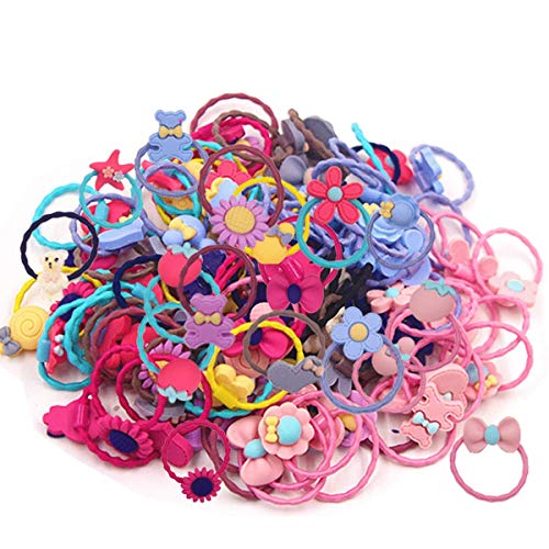 120PCS/60Pairs Baby Girls Elastic Hair Ties Cute Animal Flower Bow Rubber Bands Hair Elastics Ponytail Holders Hair Accessories for Infants Toddlers Kids Children