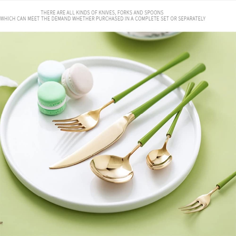 Cubertería para 12 Personas, 72 Piezas - Cubertería de Acero Inoxidable, Pulido Espejo.Cubertería de Lujo Diseño clásico y Simple,Cubertería de Lujo,Verde (72 Piezas)