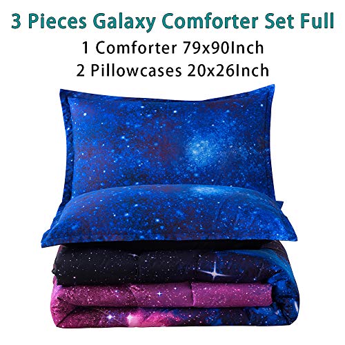 Litanika 3D Galaxy Comforter Full(79X90Lnch), 3 Pieces(1 Galaxy Comforter, 2 Pillowcases), Universe Cloud Outer Space Comforter, Microfiber Bedding Set For Boys Kids #TOP1