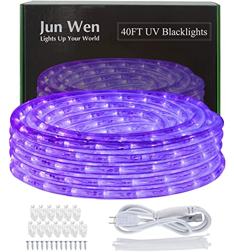 Image of BlackLights LED Rope Strip Lights, 110V Outdoor Black Lights Kit, Waterproof 432LEDs 40FT Flexible Purple Rope Light for Birthday Halloween Stage Fluorescent Dance Party Home Decoration